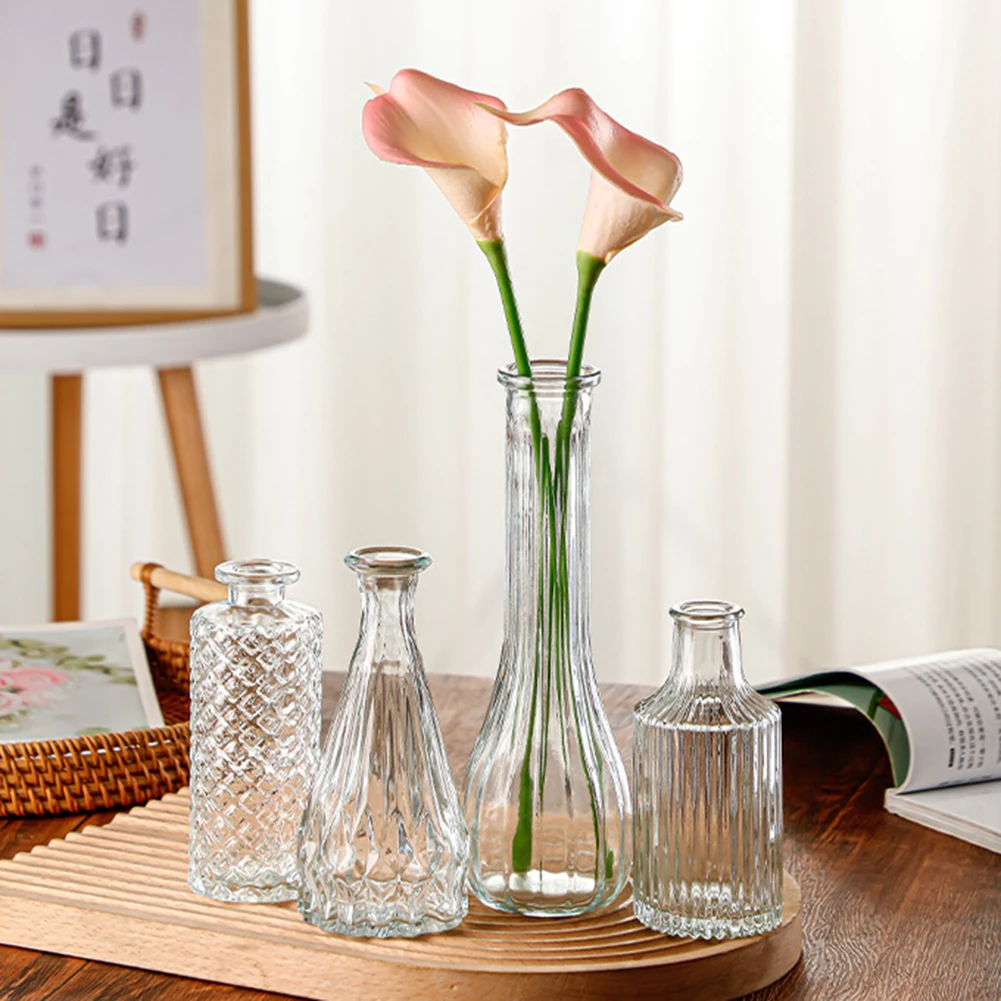 1pcs Nordic Creative Transparent Vases Glass Bottle Flower Pot Hydroponic Terrarium Arrangement Container Table Vase Decor