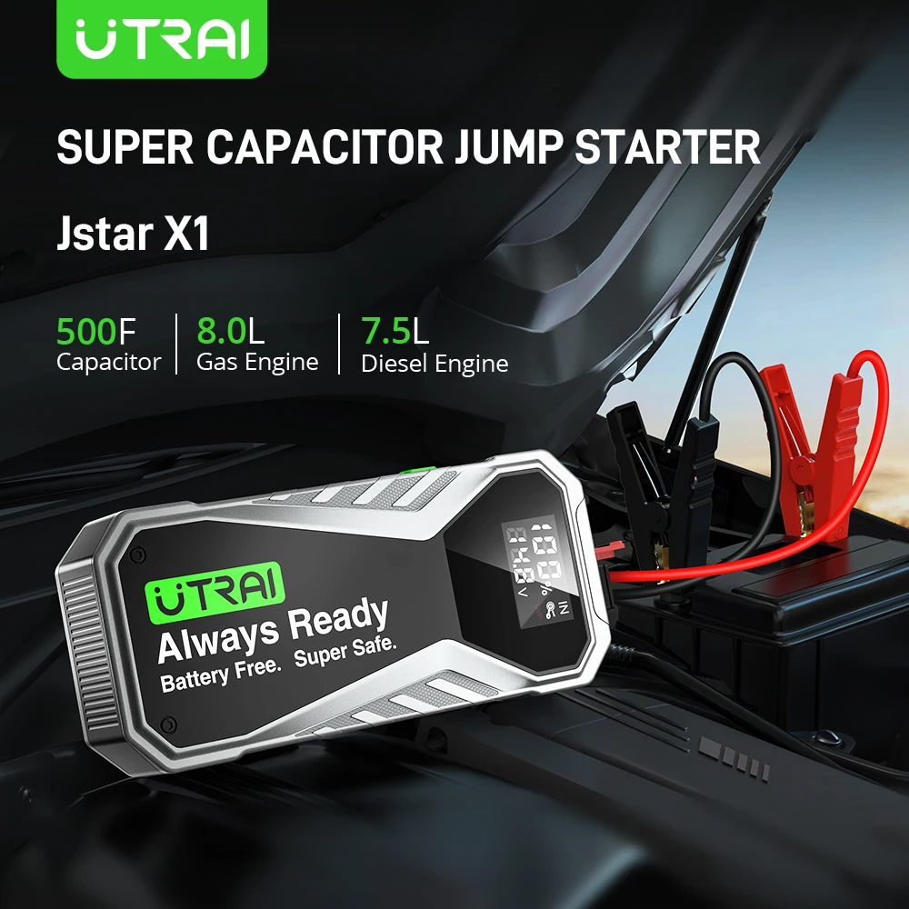 UTRAI Super Capacitor Car Jump Starter Battery Less Quick Charge Super Safe 1000A Portable For Emergency Booster Starting Device car jump starter