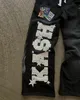 Y2K New Double Waisted Sweatpants Mens Womens Harajuku Retro Letter Graphics Embroidered Gothic Straight Casual Pants Trousers 5