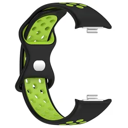 Breathable Silicone Sport Watch Strap Replacement Bracelet for Under 10mm (Black green)