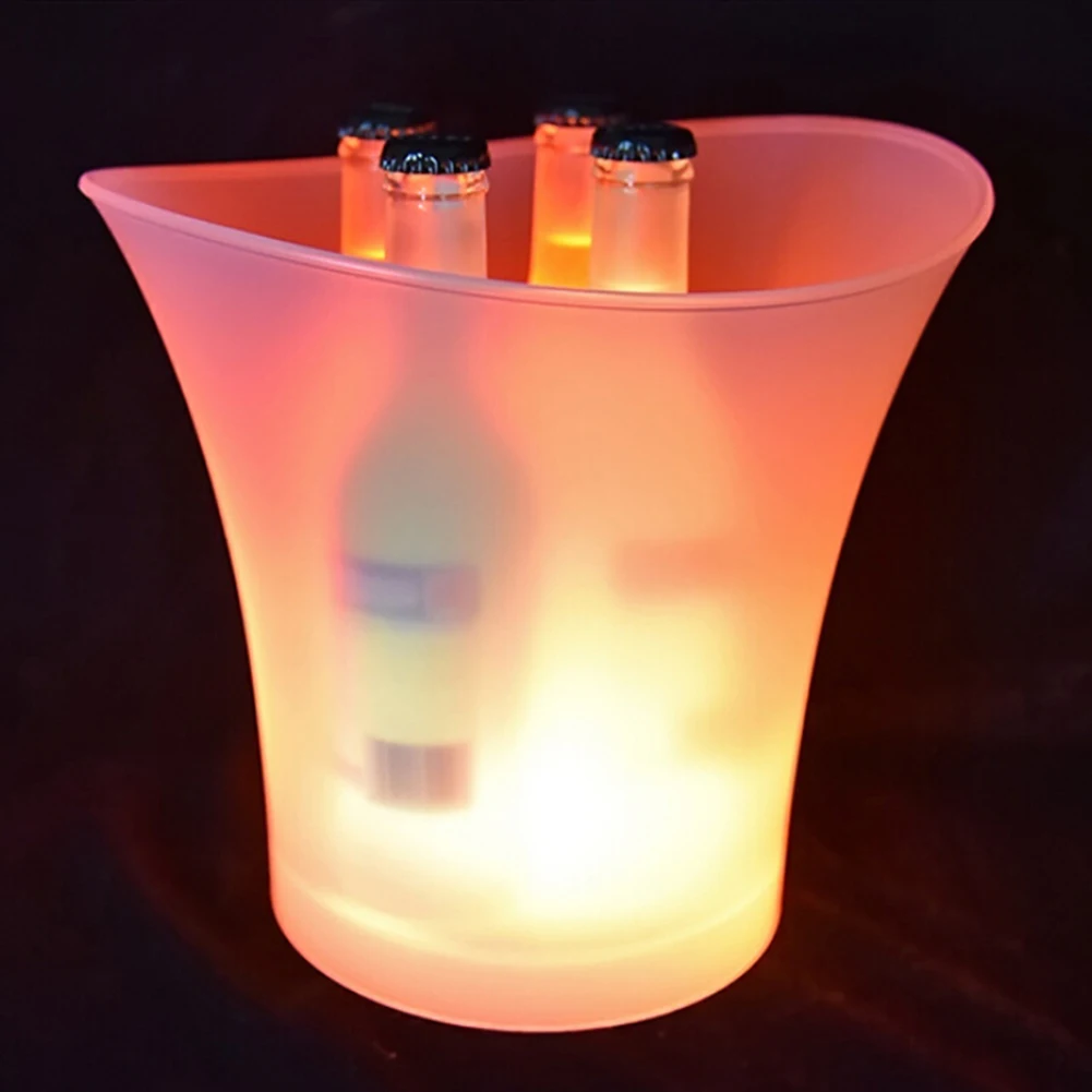 5L Plastic Ice Bucket Waterproof with led lights Colorful Light KTV Nightclub Party Ice Bucket Barware for Party Gathering