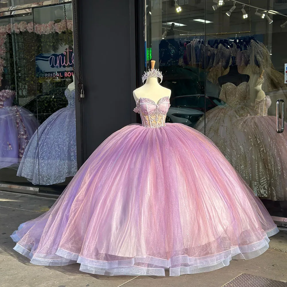

Кружевное мексиканское платье с аппликацией ANGELSBRIDEP для принцессы, бальное платье, милое платье с 3D цветочной аппликацией 16, Vestido De XV, Anos