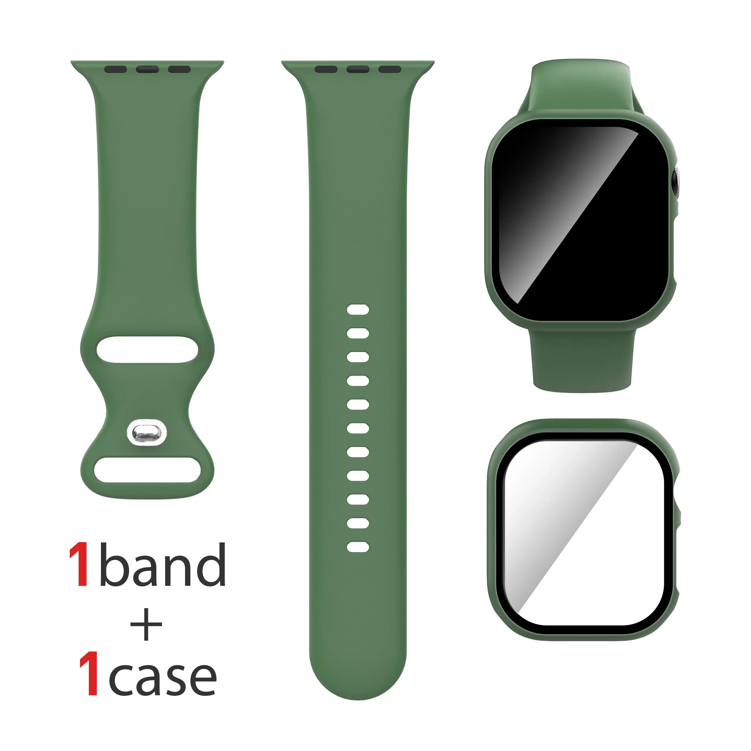 Dual Silicone Strap & Case Set for Apple Watch - Full Coverage Protection in 16 Colors