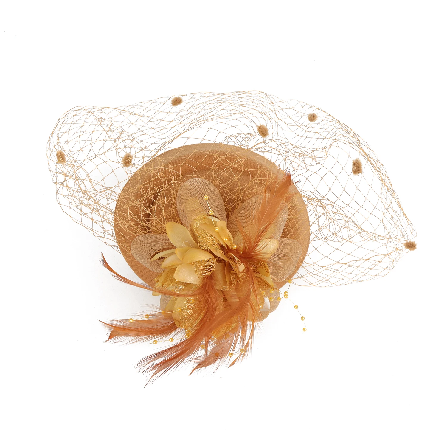 Bride Headband Wedding Hat With Veil and Clip Fashion Hat