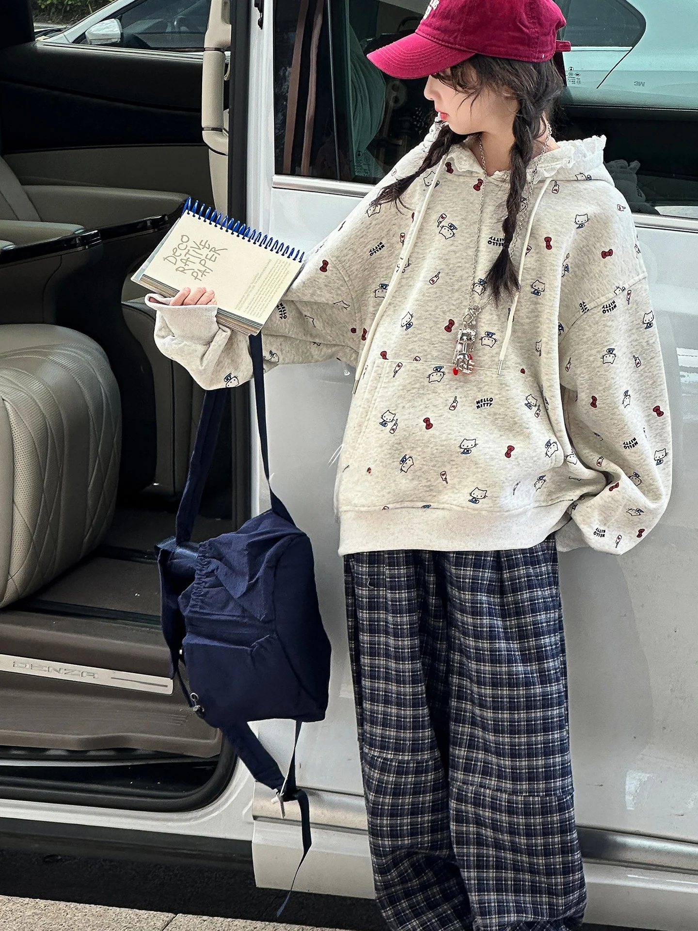 한국 스타일 여아 후드티 봄 가을 면 소재 루즈핏 긴팔 귀여운 스타일 중학생 아우터웨어