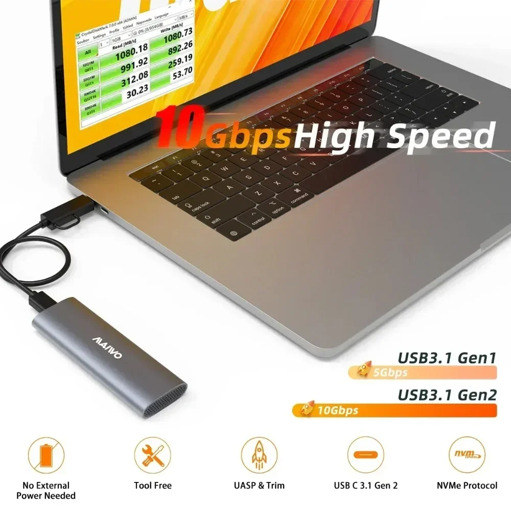 External Hard Drive Case MAIWO M.2 NVMe NGFF SSD Enclosure USB 3.1 Type-C 10Gbps External Hd Case M2 SSD Hard External HDD Storage Box for PC Case external hard drive case,ssd enclosure