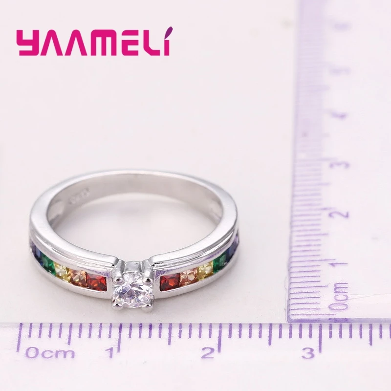 Rainbow Cubic Zirconia Ring Detail View 6