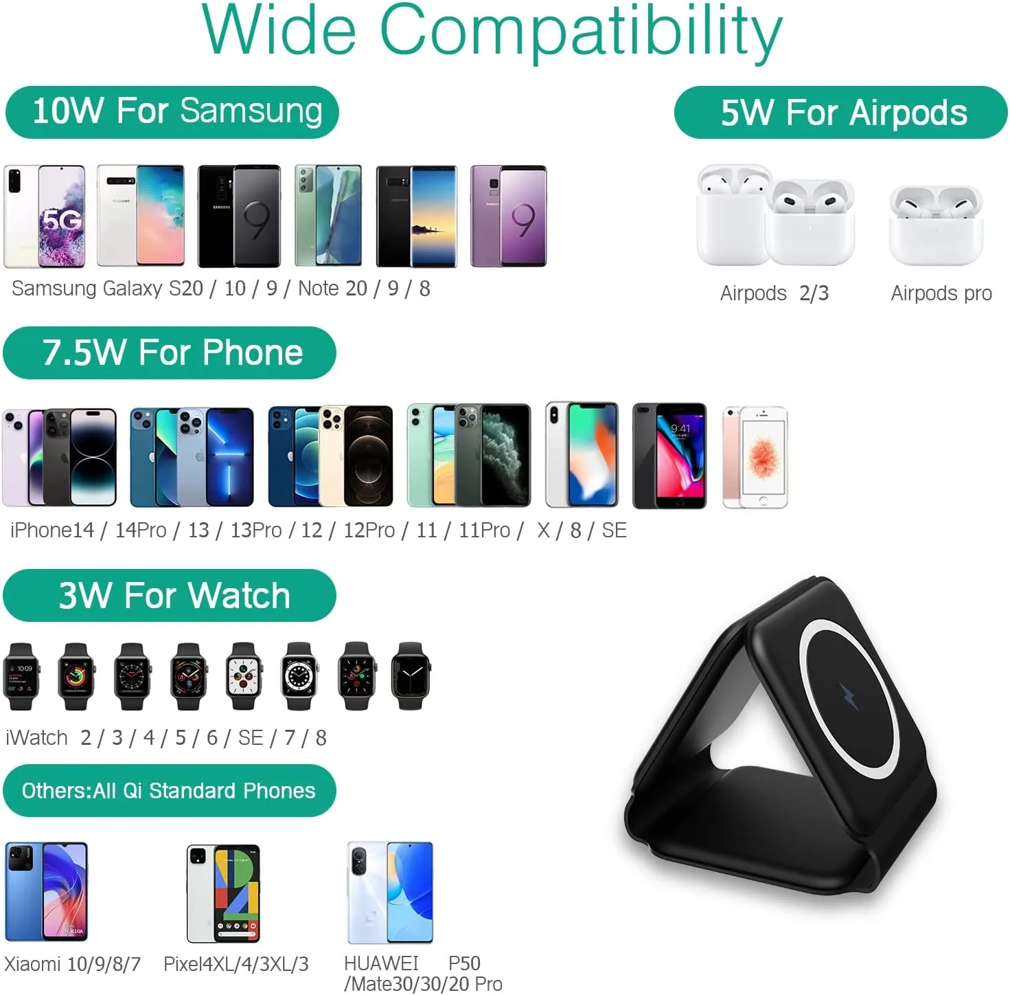 3 in 1 Multifunction Macsafe Charger 15W Magnetic Fast Wireless Charging Foldable Stand For iPhone 12 13 14 Airpod Pro iWatch SE