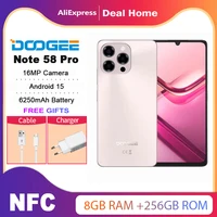 DOOGEE Note 58 Pro,Rugged 8ГБ ОЗУ+256ГБ ПЗУ,6250мАч,6.75" HD+ 90Hz IPS Screen,16MP Camera,Android 15,NFC,глобальная версия 1