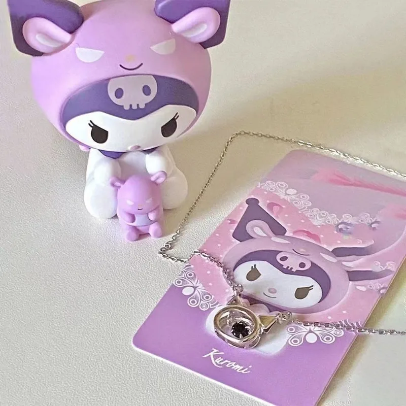 

Sanrio Kuromi Necklace Anime Figures Cute Cartoon Alloyed Necklace Q Figural Anime Merchandise Decoration Children Birthday Gift