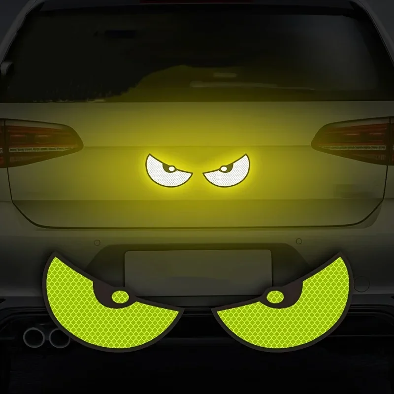 Dreothy 1-Pair High-Reflective Safety Stickers - Scratch Resistant Vinyl Decals For Car Bumpers, Mirrors & Motorcycles (4.44x1.29 Inch)