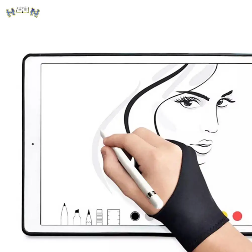 

Artist Drawing Glove For Any Graphics Drawing Tablet 2 Finger Anti-fouling Both For Right And Left Hand 20.5CM 4 Colors