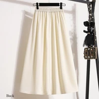 Ladies' Summer High Waist Plus Size Skirts 2026 Mid To Long Flowing Suit Skirt New Style Casual Solid Color A-line Skirt - Image 5