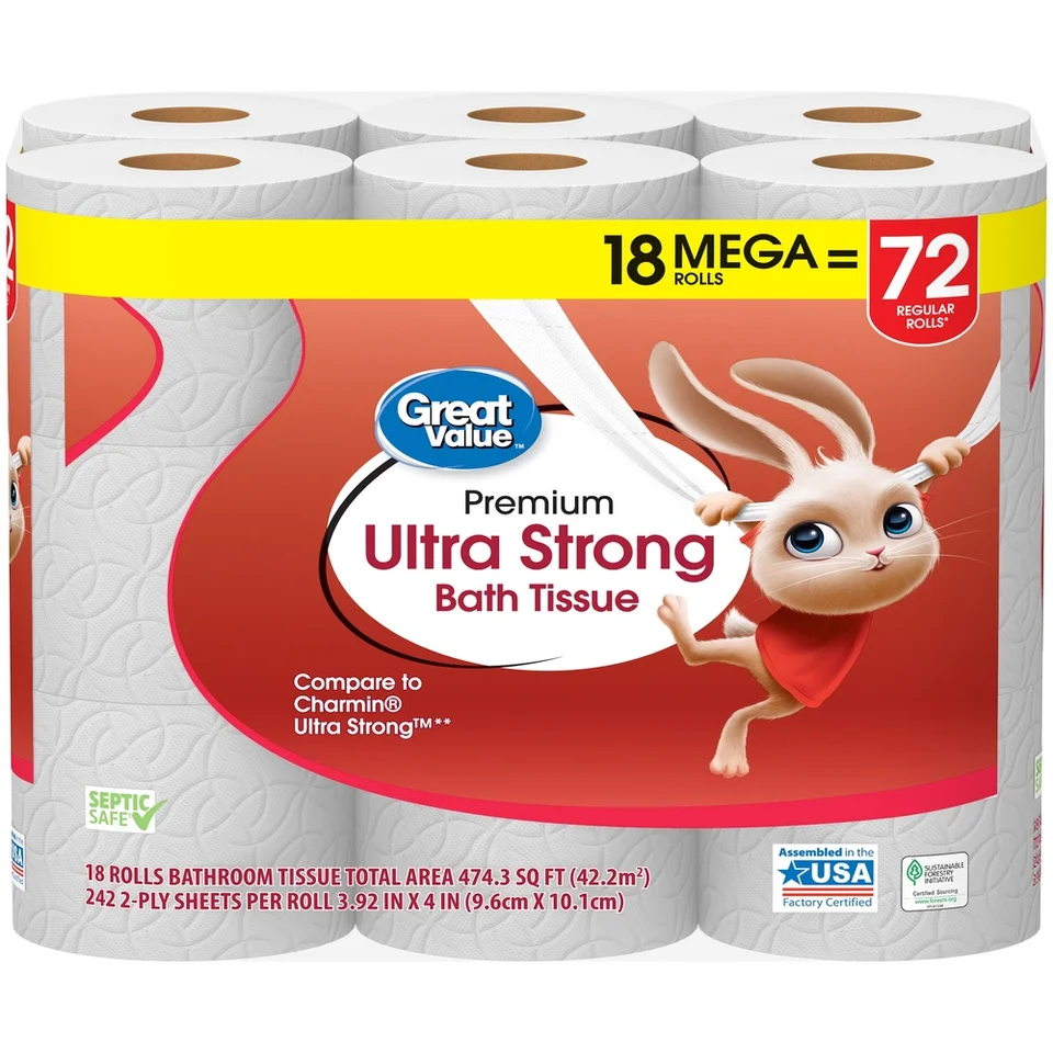 Ultra Strong 2 Ply Toilet Paper 18 Mega Rolls