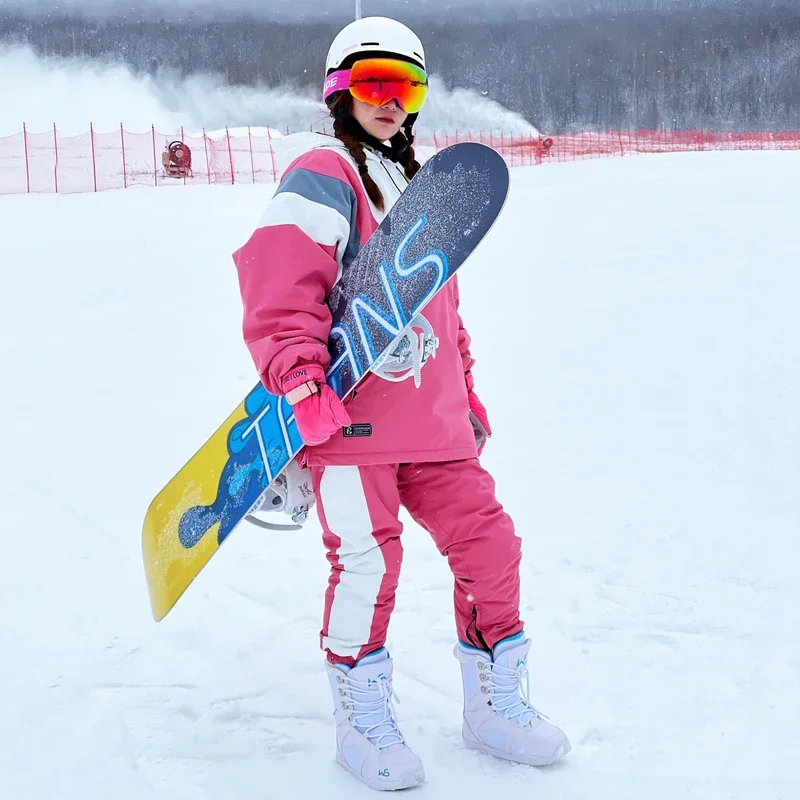Spor kadın erkek kayak seti su geçirmez snowboard takım elbise erkek açık  dağ kadın Snowsuit sıcak alp kayak kıyafet giysileri