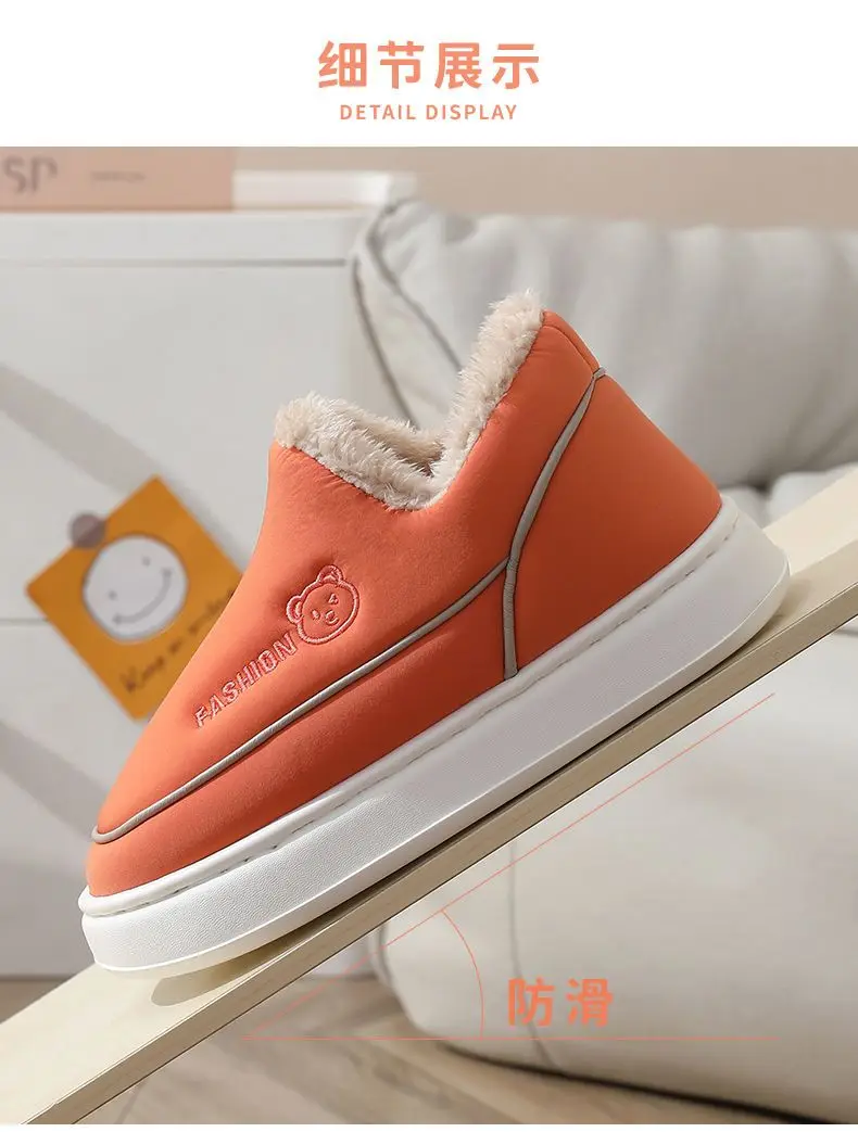 2025 Winter Full Wrap Slip-on Hausschuhe Unisex Mom Komfort Flauschigen Rutschen Frau Plattform Pelz Schuhe Damen Weibliche Schlafzimmer hausschuhe – Detail 9