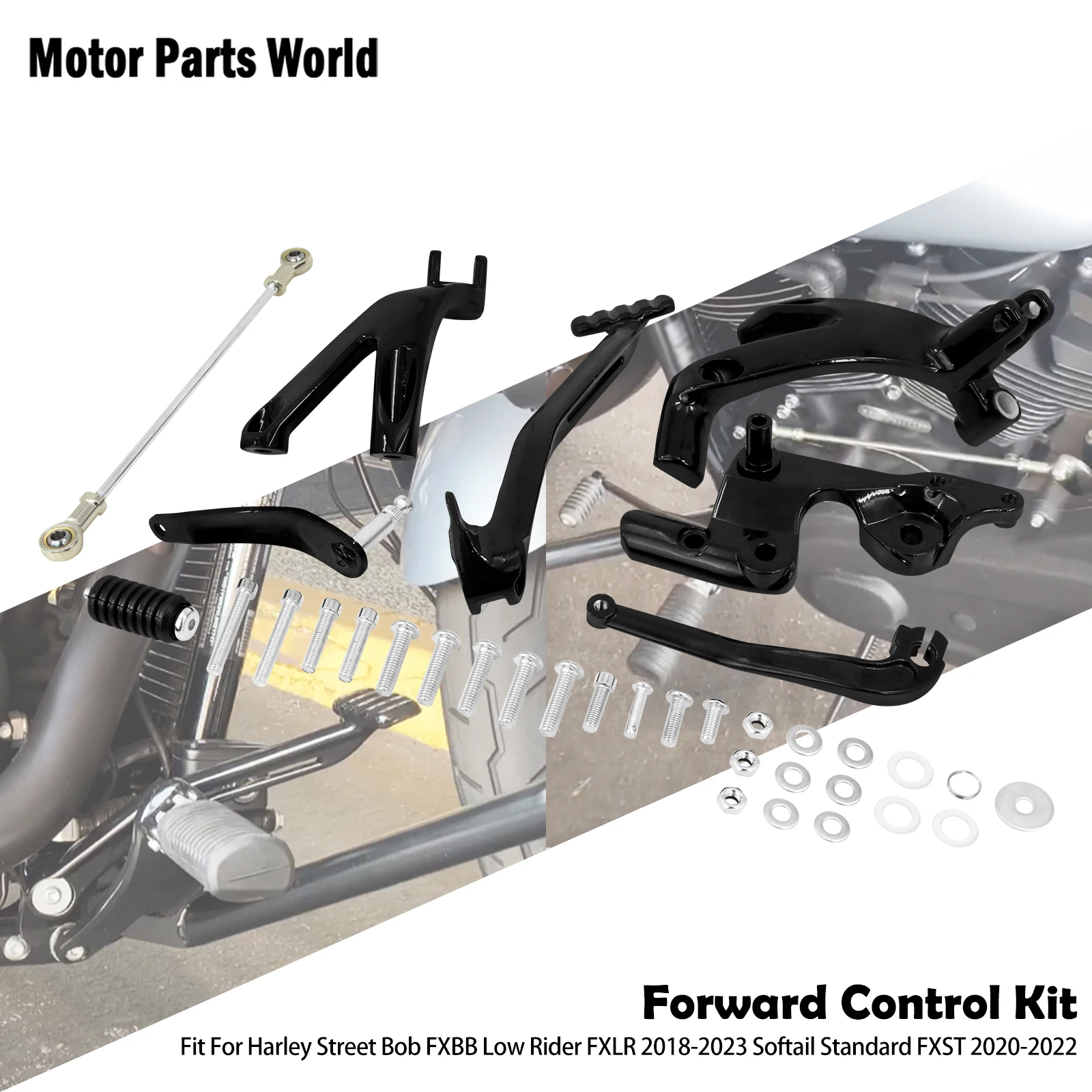 Motorcycle Forward Control Foot Kits Footpeg Footrest Linkages Lever For Harley Softail 2018-Up Street Bob FXBB FXLR FXLRS FXST