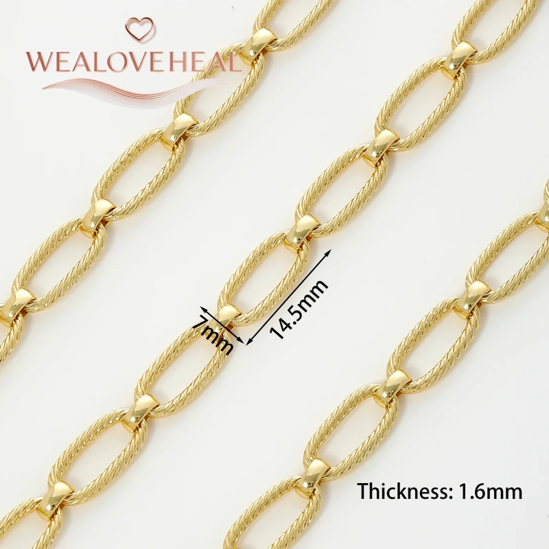 DIY-Schmuckherstellungskette, 18 Karat vergoldetes Messing, Metall, große Ketten, handgefertigte Schmuckherstellung, Zubehör für Bastelzubehör – Detail 34