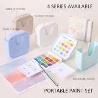 16 Colors Mini Portable Solid Watercolor Paint Set with Brush & Palette Travel Sketching Painting Box for Art Drawing Sketching 2