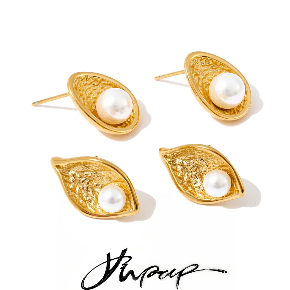 Yhpup Stainless Steel Earrings 16K Golden Plated