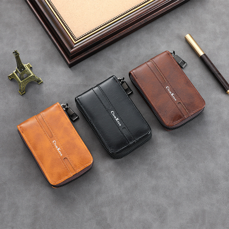 New Anti-theft Brush Accordion Card Holder Male Ladies Card Holder Card Holder Multi-Functional Zipper Small Wallet Driving