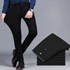 Premium Elastic Dress Trousers Men Suit Pants for Business Straight-Fit No-Iron Flat-Front Fashion Formal Pants Black Navy Blue