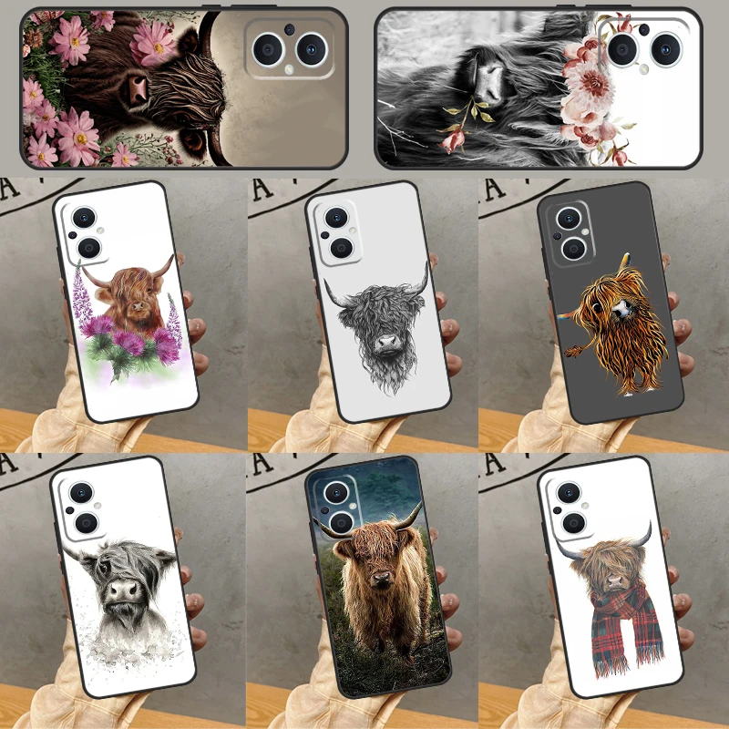 Highland Cow Custodia Scozzese Per Oppo Find X5 X2 X3 Lite Neo X6 Pro Oppo Reno 6 7 8 Lite 2 3 4 5 Z 8T Cover Funda