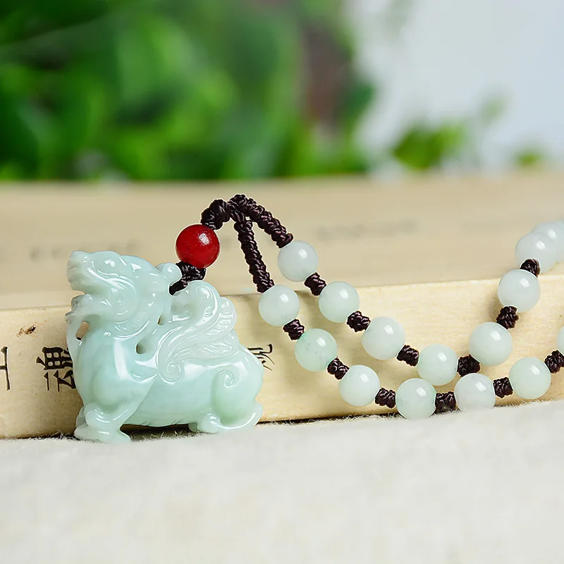 100% New Style Natural PiXiu Jadeite  Pendant Necklace Hand-carved Charm Jewelry Fashion Luck Amulet Gifts for Men Women