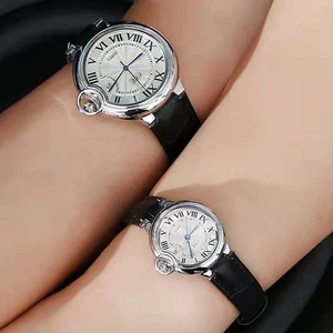 Часы наручные для влюбленных с кожаным ремешком, Простые Модные нейтральные для студентов и пар, в римском стиле