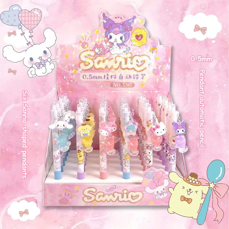 

6-36pc/box Cartoon Sanrio Pendant Automatic Pencil Student Cute Automatic Pencil No Sharpening Pencil Student Writing Stationery