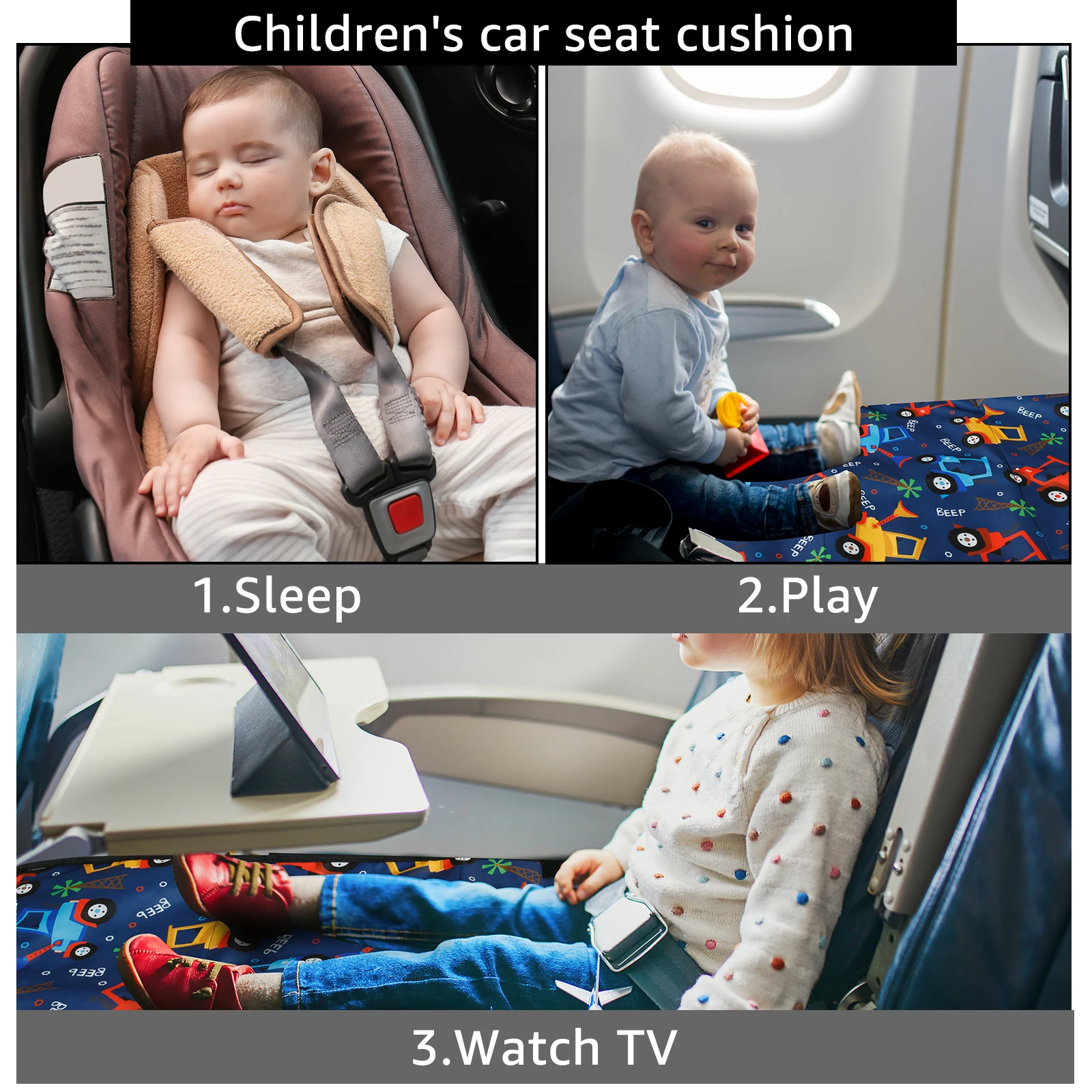 Kids Travel Airplane Pedal Bed Portable Seat Baby Hammock Extender Anti-Slip Design Stickers Oxford Cloth Leg Rest