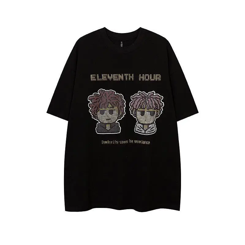 

Fashion american style trendy cartoon printed T shirt summer men women fresh Y2K personality Harajuku loose oversized T shirt