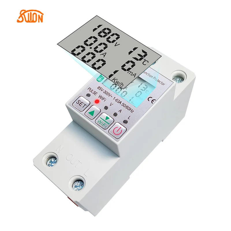TUYA 63A 110V 220V smartlife WIFI Energy Meter Kwh Metering switch Timer with voltage current and leakage protection