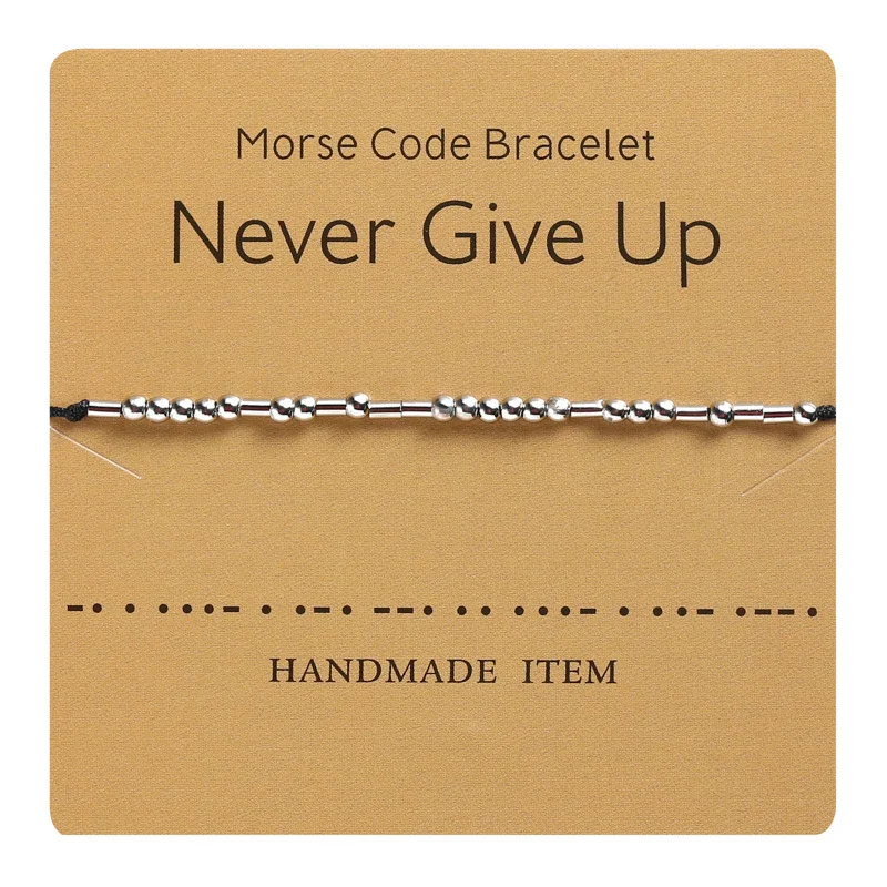 Bracelet Jewelry Handmade Morse Code Beads Adjustable String Bracelet with Lettering Cardboard Creative Charm Jewelry