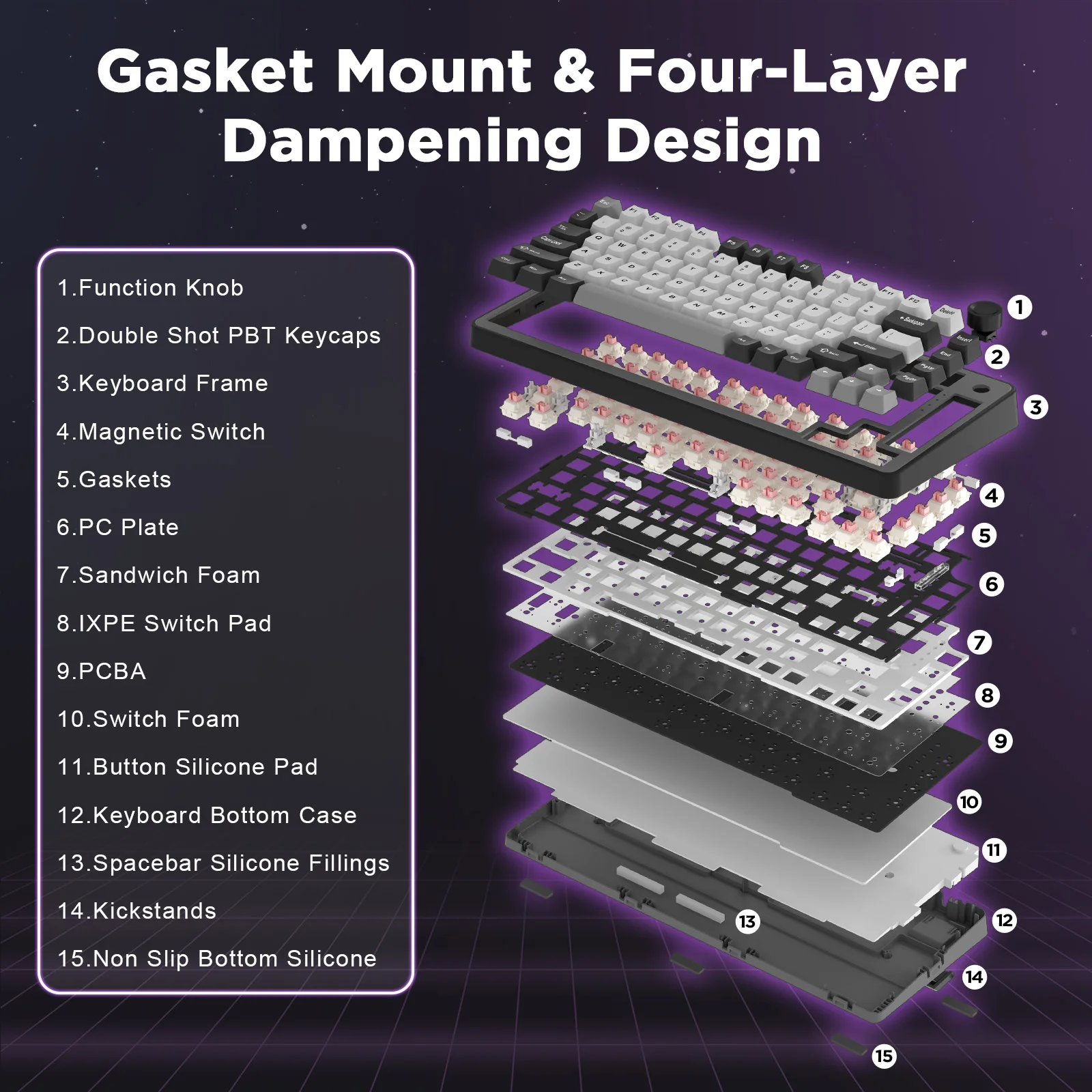 YUNZII RT75 ラピッドトリガーゲーミングキーボード、ゲーマー用ホール