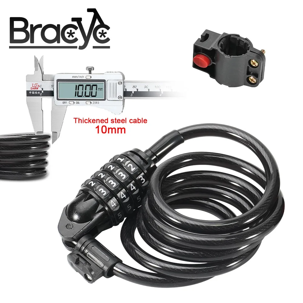 BicycleMiniPasswordLockPortableHelmetLockDurableSteelWireLock