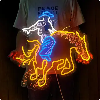Horse Cowboy LED Neon Sign – Western Wall Decor