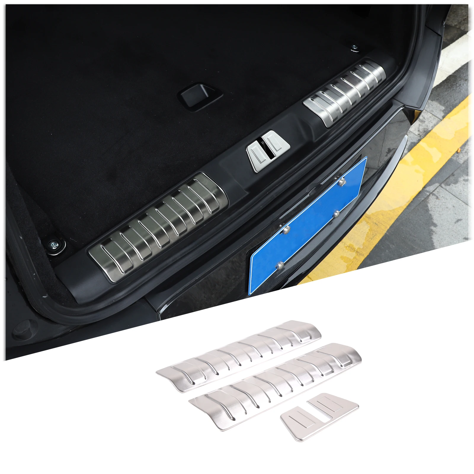 

For Land Rover Range Rover Sport 2023-2024 Stainless steel Car Trunk Rear Bumper Sill Plate Trim Cover Car Accessories