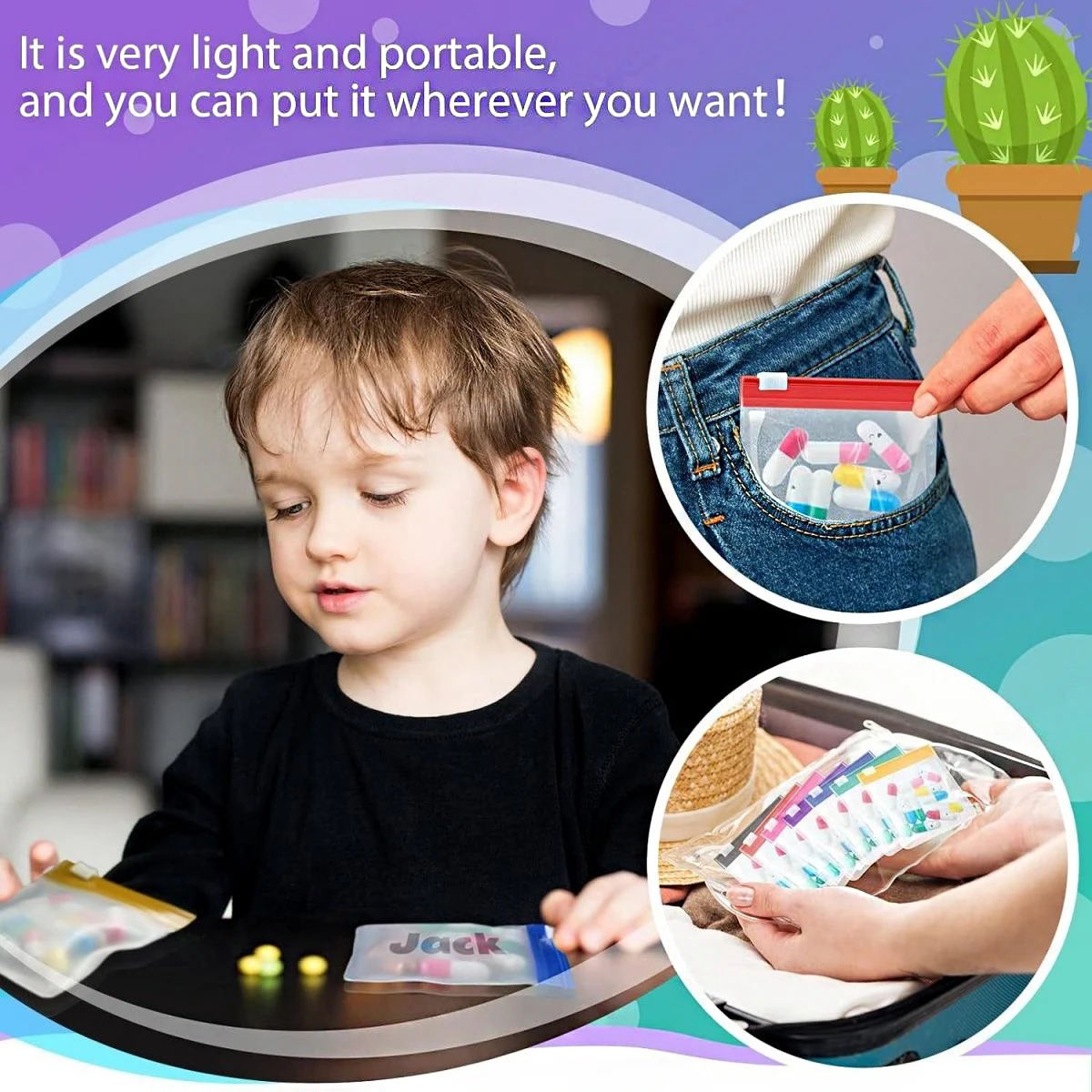 Waterproof EVA Medicine Storage Bags Reusable Pill Pouches