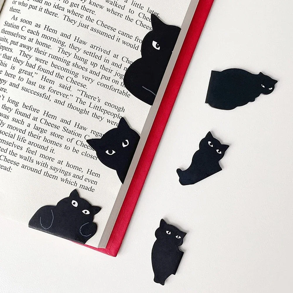 6Pcs Black Cat Magnetic Bookmark Stationery Creative Students Book Clip Personality Pagination Mark School Stationery Supplies