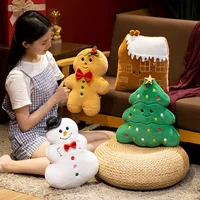 1PC happy Christmas Ginger Bread Snowman Plushie Plush Pillow Stuffed Cabin House Xmas Tree Party Decor Doll 2