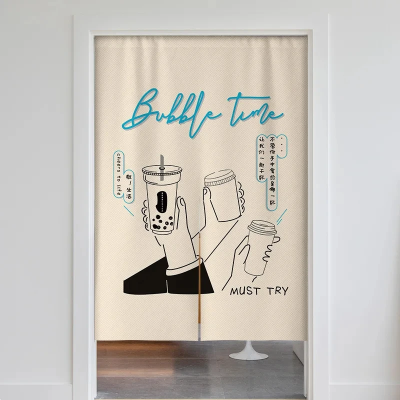 Milk Tea Shop Door Curtain Partition Noren Curtain Restaurant Kitchen Entrance Decoration Bubble Tea Linen Hanging Half-Curtain 5