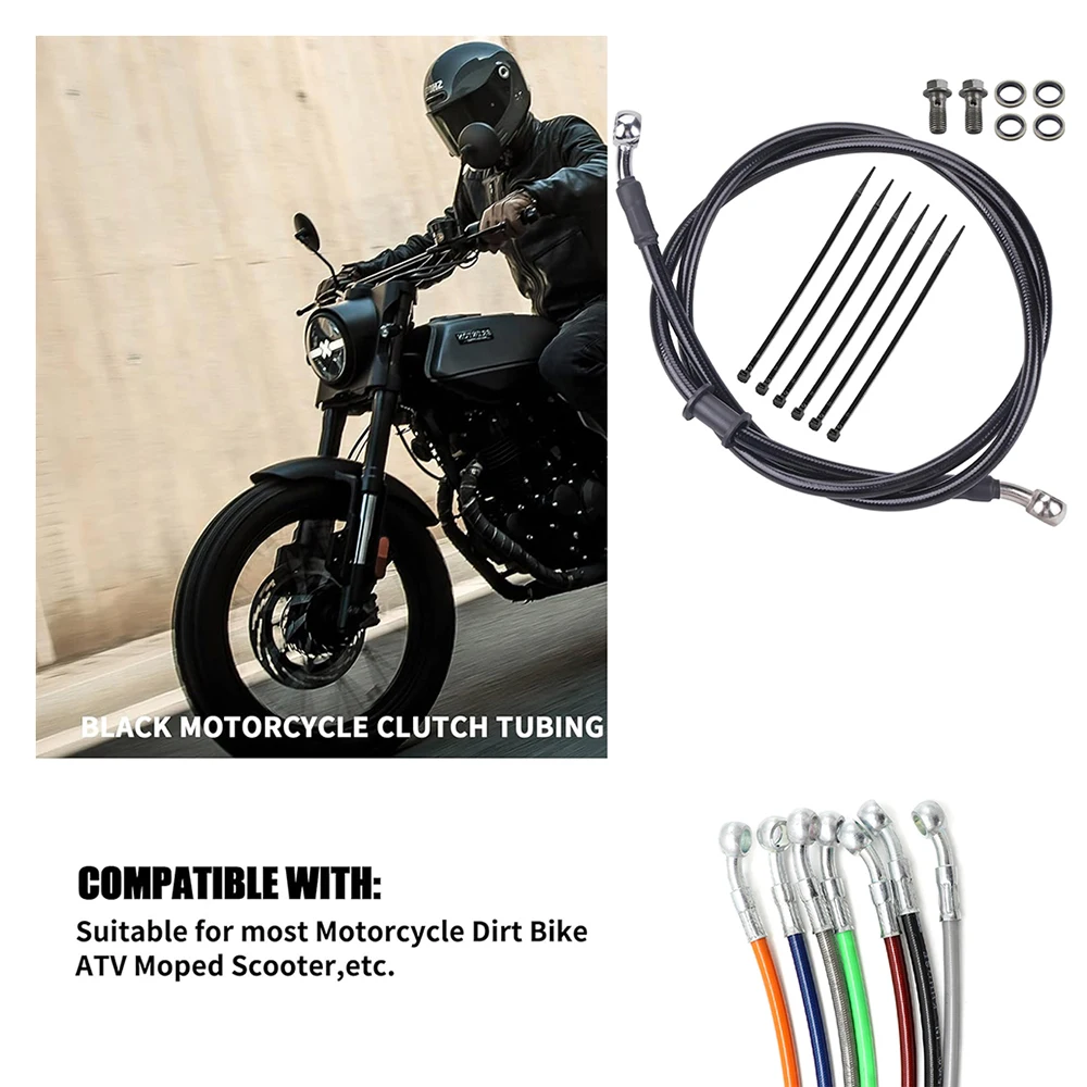 Motorcycle Hydraulic Brake Hose Universal Racing Brake Clutch Oil Hoses Line Pipe Steel Brake Cable Banjo Head Both Sides 28 ° motorcycle front brake hose clamp for honda crf250l crf 250l rally 2017 2018 2019 2020 crf250l brake line holder cable guide