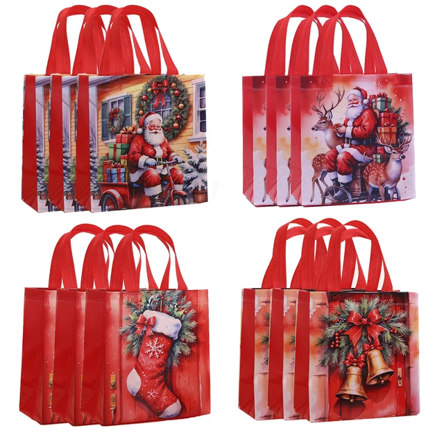 4/8pcs Sacchetti regalo di Natale Babbo Natale Sacchetti regalo di