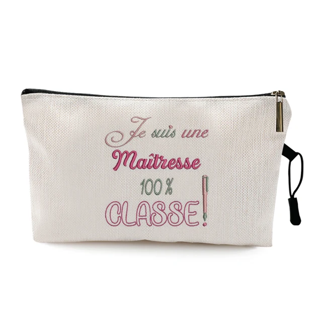 Teacher's Day Graduation Gift Cosmetic Bag Super Atsem Merci Maitresse Print Women Neceser Makeup Bag Pouch Travel Organizer Pattern 5