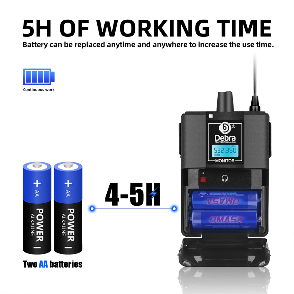 Debra ER-202 Stage Audio UHF Wireless In Ear Monitor System With Multiple Transmitter For Stage Performance Singer