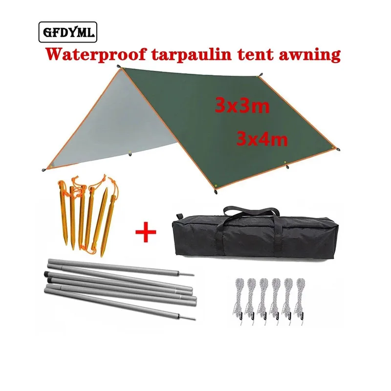 

Outdoor Tourist Awning Tarp Waterproof Camping Tent Ultralight Canopy Hammock Beach Sunshade Shelter Flysheet Sun Shade Cover