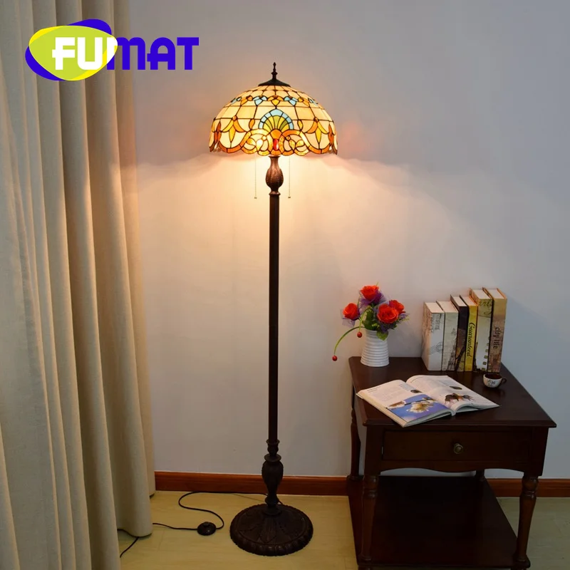 

FUMAT Tiffany stained glass Baroque floor lamp Art Deco Living Room Dining Room Bedroom Bedside Hotel tripod lamp