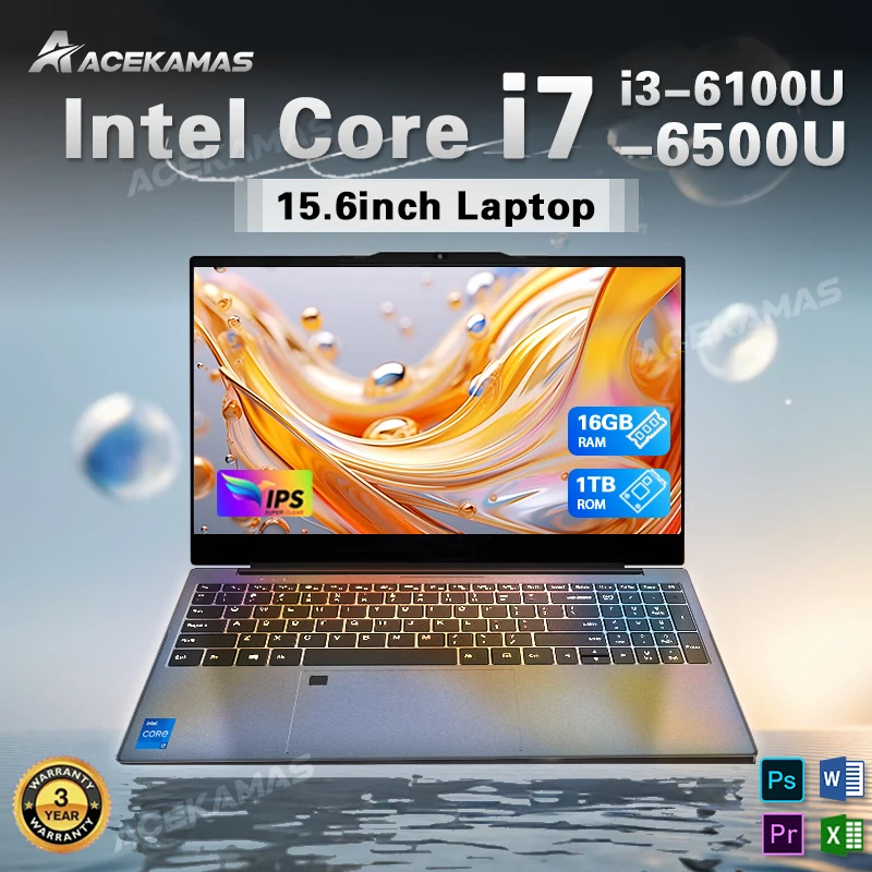 מחשב נייד נייד ACEKAMAS 15.6 אינץ' Intel Core i7 6500U i3 6100U Windows 11 Pro 16GB DDR4 1TB SSD מחשב נייד למחשבי משחקים