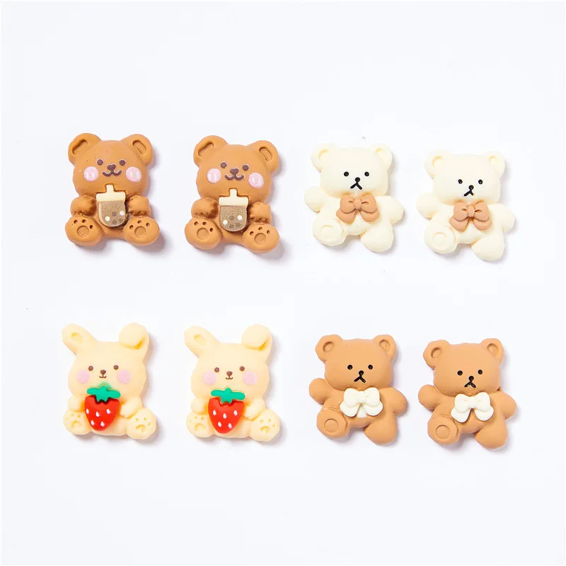 

10Pcs Cartoon The Bear Resin DIY Shoes Hat Icebox Barrette Mobile Phone Case Scrapbook Cream Glue Flat Back Resin